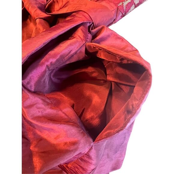 R & M Richards Burgundy Off The Shoulder Short Taffeta Dress 4P wedding party - Picture 6 of 10